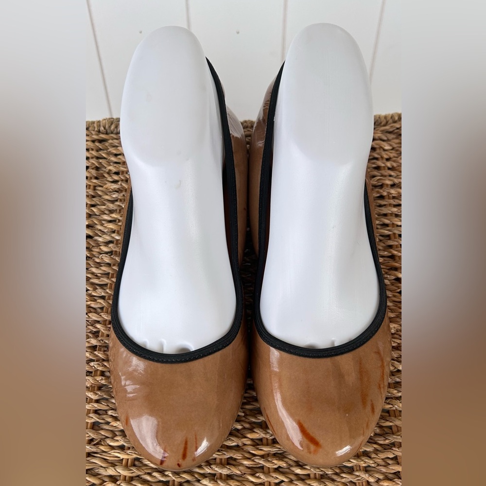 J. Crew Women’s Suzette Patent Camel & Black Ballet Flats Fitted Heel‎ Size 7
